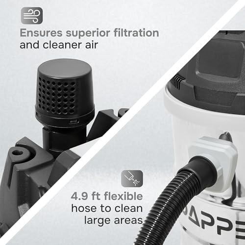 Dapper Supply 10 Gallon 4.0 Peak HP Wet/Dry Vacuum, Stainless Steel Tank, 3 in 1 Function Portable Shop Vacuum with Attachments, Ideal for Jobsite, Garage & Workshop. - size: 10 Gal