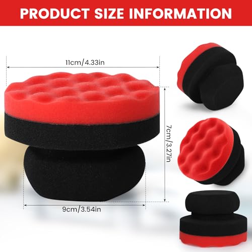 IPELY 2 Pack Large Red Tire Shine Applicator Pad, Durable and Reusable Hex-Grip Tire Dressing Applicator Pad