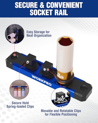 WORKPRO 1/2" Drive Lug Nut Impact Duty Socket Set, 3 Pieces 17-19-21mm Deep Thin Wall Socket Set, Made of Premium Cr-Mo Steel, Non-Marring Lug Nut Wheel Sockets for Car - size: 1/2" DR x 3pcs (17/19/21mm)