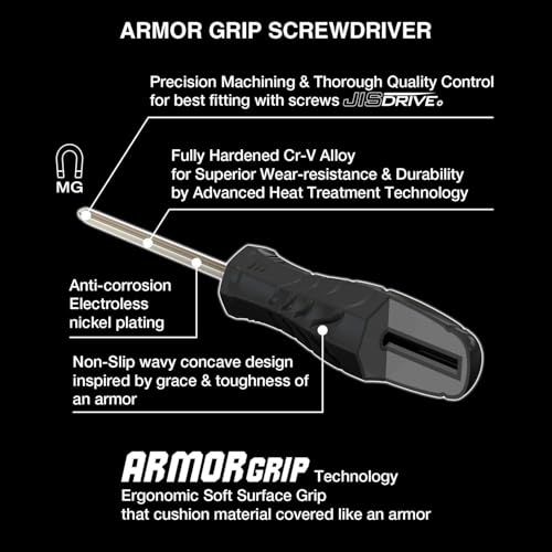 VESSEL - ARMOR GRIP™ Screwdriver Cross Point 4PC. Set (JISDRIVE) No.550APH4PBU