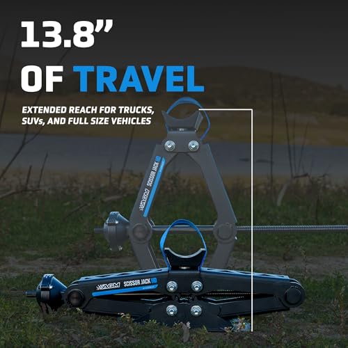 AGM Heavy Duty Scissor Jack HD for Trucks, Vans & Trailers - 7000lbs Capacity, 20.5" Lift Height, 1/2" Hex Drive, Portable Scissor Jack with VersaLift Interchangeable Heads, Drill Adapter & Carry Bag