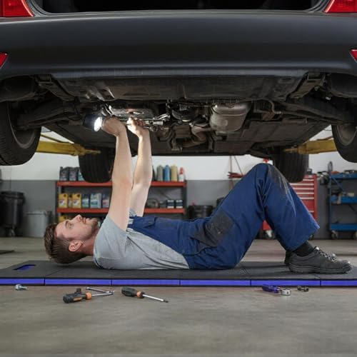 Kifmurase 1" Foldable Thick Kneeling Pad, 5 Fold Comfortable EVA Foam Knee Pads, Waterproof Mechanic Kneeling Pad with Handle, High-Density Cushion Mat for Gardening, Workout, Exercise, Mechanic - color: Blue