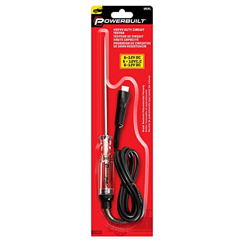 Powerbuilt Heavy Duty Automotive Circuit Tester, 6V-12V, 48-Inch Lead with Spring Crimp Guard, Extra Long Probe - 648341