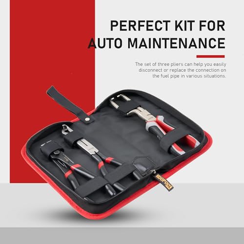 KOOPOOL 3 Pcs Electrical Disconnect Pliers Set, Heavy-Duty Automotive Connector & Fuel Line Clip Remover Tools for Rapid Disconnection in Car & Truck Repairs