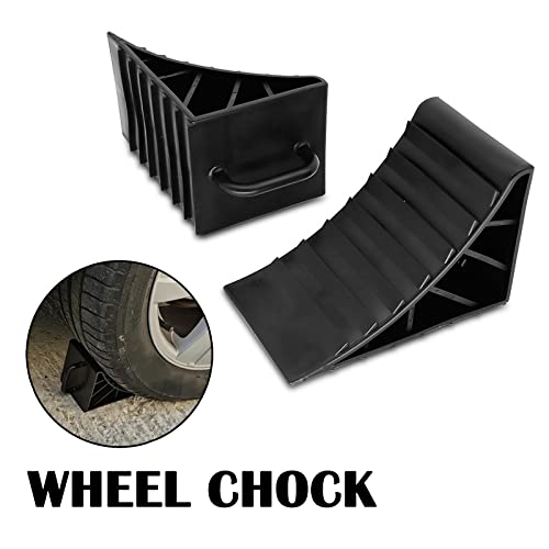 AUTOXBERT 2Pcs Wheel Chock Skid Resist Plastic High Strength Car Truck Stopper Control Wheel Anti-Slip Block Tire Support Pad - size: 2Pcs