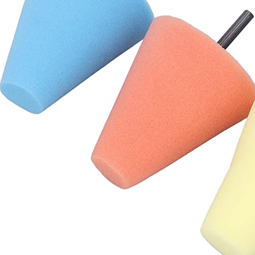Polishing Cone, 9pcs Car Wheel Hub Drill Buffing Sponge Pads Kit with 3mm and 6mm Shank for Automotive Car Wheel Hub Care