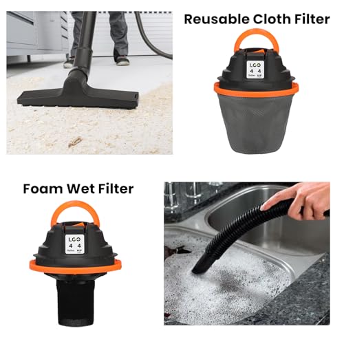 LIGO Shop Vacuum Wet and Dry, 4 Gallon Shop Vac with Accessories, Staninless Steel Tank, 4HP, for Workshop, Garage, Home and Car Vacuum Cleaner