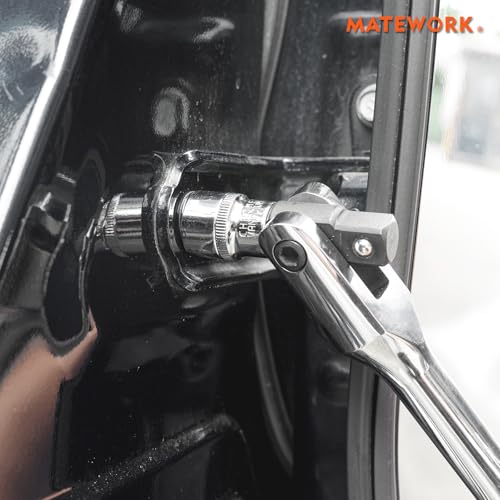 Matework Breaker Bar 3/8" & 1/2" Dual Drive, 16-Inch Length, Heavy Duty Breaker Bar with 360° Flex Head, CR-MO Steel - style: 3/8" & 1/2" Dual Drive (16-inch)