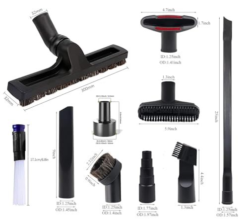 10 Pcs Universal Vacuum Attachments for Shop Vac Accessories - 2 1/2" to 1 1/4" Hose Adapter for Shop Vac, 1 7/8" to 1" Vacuum Hose Adapter, 1 1/4" Vacuum Floor Brush Flexible Crevice Tool(M 10 Pcs) - size: M 10 Pcs