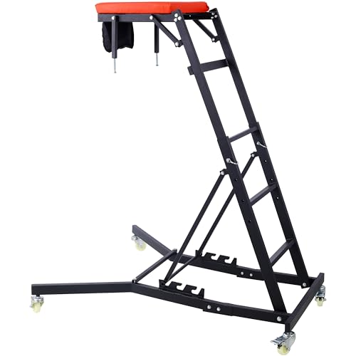 Adjustable Automobile Topside Creeper 42.5"-66" High Range with Wheels & Tool Pouch & Padded Deck, 330 Lbs Capacity, Foldable Automotive Engine Creeper for Trucks Garage Auto Repair Maintenance