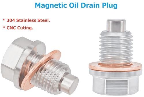 1PC M14x1.5mm Stainless Steel Engine Magnetic Oil Drain Plug Fits for Honda Accord Civic CR-V Odyssey, Acura Ford GM Mazda Hyundai KIA Audi VW RAM JEEP Yamaha Benz, More Vehicles, Replace DP001 - size: M14x1.5