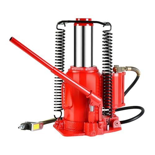 20 Ton Hydraulic Bottle Jack, 40,000LBS Pneumatic All Welded Bottle Jack, 10.4-16.3 inch Lifting Range,Manual Hand Pump & 2-Section Long Handle, for Car, Pickup Truck, Truck, RV, Auto Repair,Red - color: Red, size: 32 Ton