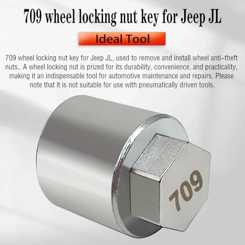 JL 709 for 27mm Nuts, Wheel Locking Nut Key for Jeep (JL) Dodge | Wheel Lock Nut Socket Adapter, Anti-Theft Lug Nut Removal Tool, Anti-Theft Screw Remover, Repair Tool, Tyre Fitting, garage - size: 709