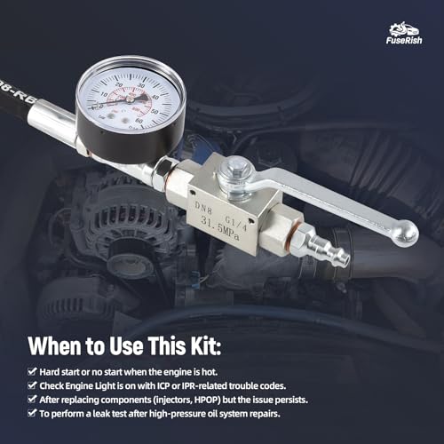 High Pressure Oil System IPR Air Test Tool Special Kit | Fit for Ford 6.0L & 7.3L Powerstroke Diesel Engines, Heavy-Duty Air Test Fitting for HPOP Leak Diagnosis