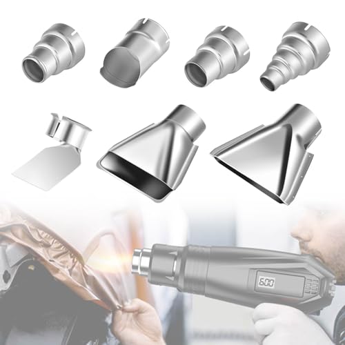 7 Piece Heat Gun Nozzle Kit 3540mm Stainless Steel Tips for 1500W 2000W Soldering Station Repair Shrink Wrap Electronics DIY Tool Accessory Set