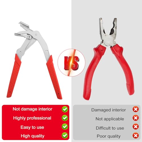 Car Clip Pliers with 30pcs Nylon Rivets, Panel Clip Removal Pliers Multi-Functional Spring-Loaded Auto Fastener Rivet Remover Damage-Free Disassembly Tools for Door Panels Interior Trim Buckles