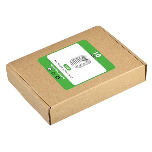 uxcell 10Pcs Threaded Inserts, M6-1x12 & M10-1.5x12 Stainless Steel 303 Screw Thread Sleeves Thread Repair Insert for Mechanical Equipment - size: M6-1x12 & M10-1.5x12mm