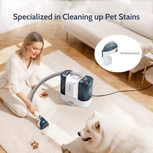 Portable Carpet Cleaner Machine,16Kpa Power Suction with Tools for Pets | Mini Fabric Spot Wet Vacuum for Rugs,Couch and Sofa,Car and Seat Furniture, Handheld Small Water Deep Extractor Washer
