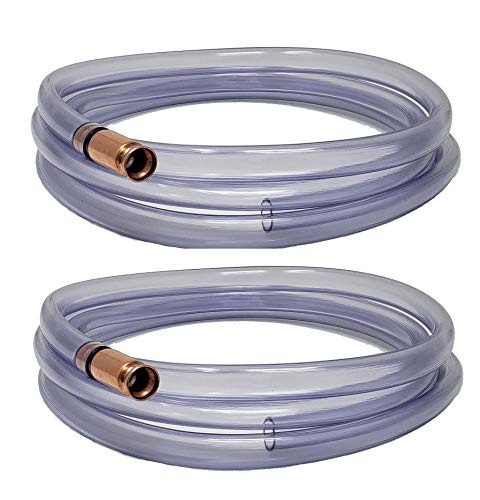 Self Priming Siphon Hose | Multipurpose Syphon Pump for Water, Liquids, Oil & Gas |- Aquarium Draining, Fuel Transfer | Crystal Clear Food Grade Tubing Made in USA - 1/2-Inch ID, Extended 10 FT Length - size: 2 Pack