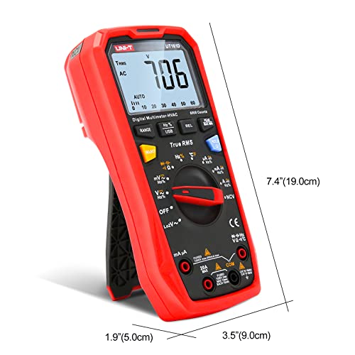 UNI-T Multimeter Kit UT161D, 1000V AC DC Volt Ohm Meter Capacitor Tester Frequency Meter True RMS 6000 Counts USB Transmission LOZ ACV Temperature Measurement - size: UT161D Multimeter