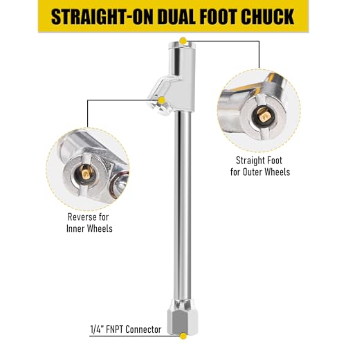 Truck Inflator Kit, 3/8''×50ft Hybrid Air Hose with 1/4''MNPT Endings, Universal Glad Hand&Chuck
