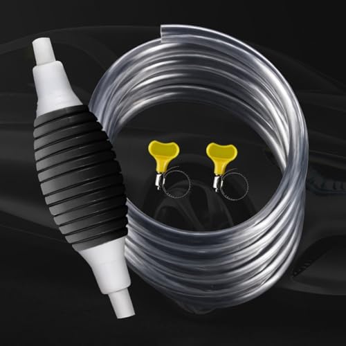 Manual Gasoline Siphon Pump Fuel Transfer Hose with Metal Clip, Multifunctional Liquid Suction Pump for Petrol, Oil, Water, Aquarium & Fuel Transfer - color: Classic 1m