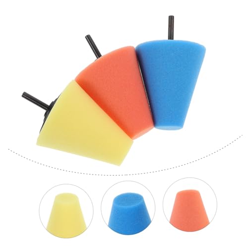 GANAZONO 3pcs Auto Wheel Polishing Buffing Sponge Pads Drill Buffing Cones Car Hub Detailing Kit for Automotive Wheel Care