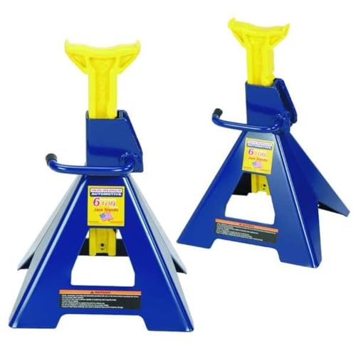 Hein-Werner HW93506 Blue/Yellow Jack Stands, 6 Ton Capacity (Set of 2)