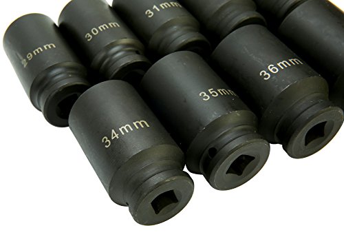 8MILELAKE Axle Nut Impact Sockets Set 9pcs Front and Back Wheel Driver Sockets 1/2 inches Drive