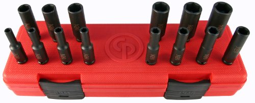 Chicago Pneumatic SS2114D - 1/4 Inch Square Drive, Metric, Deep, 6 Point, Impact Socket Set (14 PCS) - size: 1/4", style: Metric/Dee P (14 PCS)