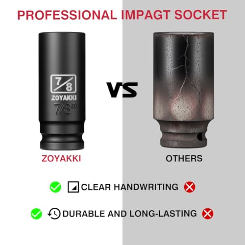 1/2" Drive 7/8" Deep 6 Pt CR-MO SAE Impact Socket for Axle Nuts - size: 7/8"in., style: 1/2" Drive Deep