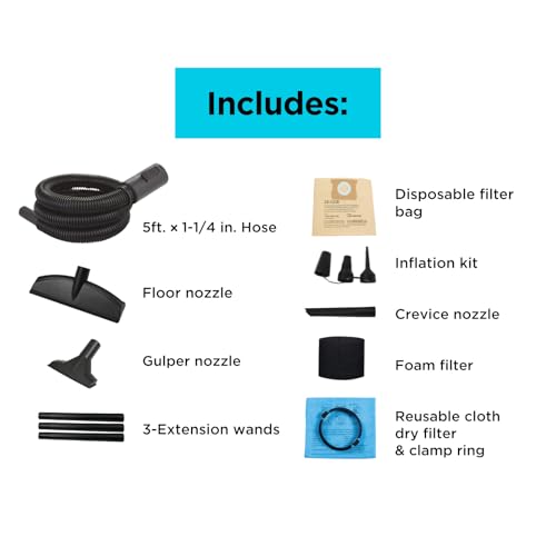 BLACK+DECKER Shop Vacuum Wet and Dry, 4 Gallon 3-in-1 Portable Shop Vac with Accessories, Workshop, Garage, Home and Car Vacuum Cleaner, 3 HP(BDXV18301P-4A) - size: 4 Gallon