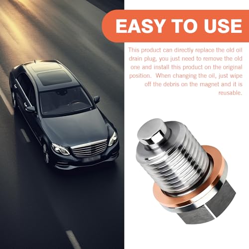 M16 x 1.5 Magnetic Oil Drain Plug, Magnetic Stainless Steel Oil Pan Drain Nut Bolt with 5 PCS Copper Crush Washer Anti Leakage, Universal Leak-proof Replacement,Fits Most Cars, Motorcycles, Boats - size: M16×1.5