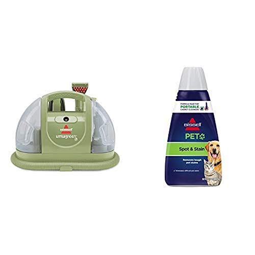 Bissell Multi-Purpose Portable Carpet and Upholstery Cleaner, 1400B, Green with Bissell 74R7 Pet Stain & Odor Portable Machine Formula, 32-Ounce, Fl Oz