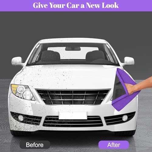 Clay Towel 2 Pack 12 x 12 Inch, Orange Clay Bar Towel for Auto Detailing Microfiber Car Cloth Cleaner Automotive for Car Detailing - color: Purple