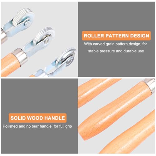 3pcs Car Tire Repair Tool Set with 3mm, 6mm, and 12mm Silver Metal and Wood Rollers to Minimize Air Bubbles and Tube Patch Adhesion for Tire Repair