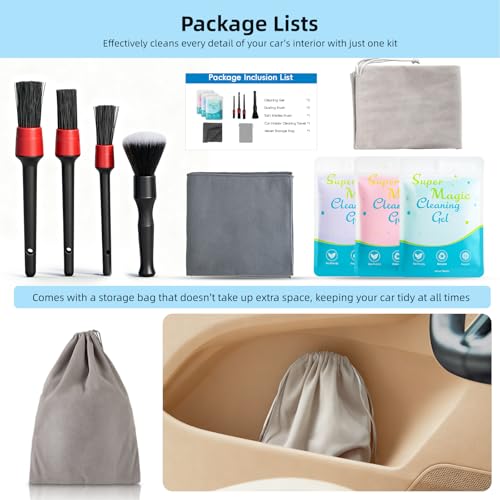 TICARVE 9Pcs Car Detailing Kit for Dash, Air Vents, Keyboard & Electronics | Car Interior Cleaning Kit, Dust Removal Cleaning Kit, Auto Deep Cleaning Detailing Tools, Hard-to-Reach Cleaning Kit