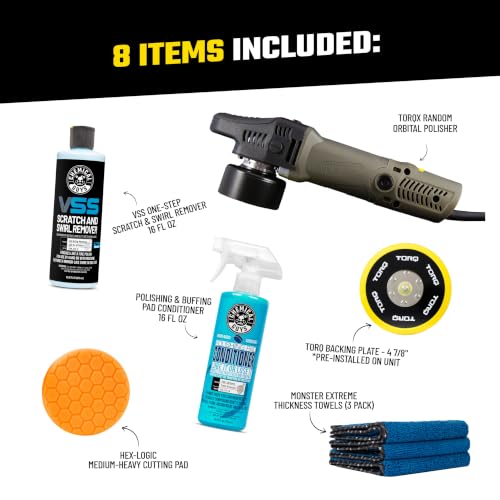 Chemical Guys Random Orbital Polisher, One-Step Scratch & Swirl Removal Kit - size: 8 ITEM KIT