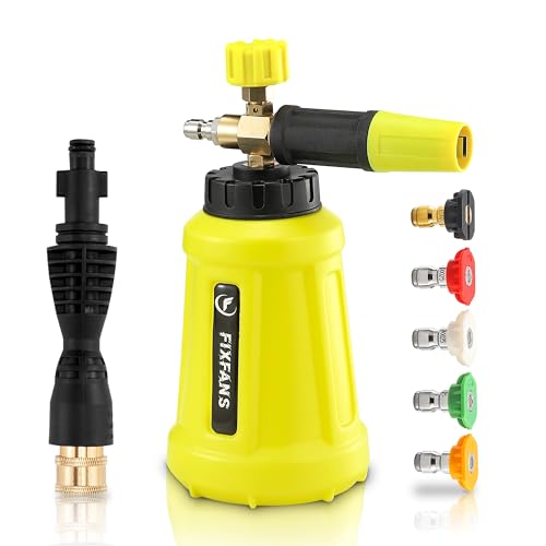 FIXFANS Foam Cannon, Compatible with Portland Husky Ryobi Pressure Washer | Wide Neck Pressure Washer Foam Lance, Power Washer Foam Blaster, 1/4 Inch Quick Connector, 5 Nozzles, 1L - size: 1L