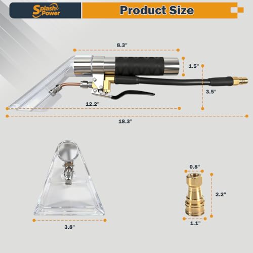 Upholstery Extractor Tool with Clear Head, Carpet Extractor Wand for Auto Detailing & Upholstery Cleaning, High Pressure Hand Wand Compatible with Mytee & Portable Extractors