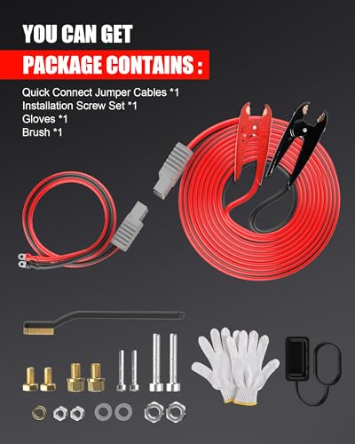 NOONE Heavy Duty Jumper Cables for Diesel Trucks - 1 Gauge 25 Feet extra long Booster Battery Cables with Permanent Installation kit and Quick Connect Plug for Car, SUV - size: 1 Gauge - 25 Feet