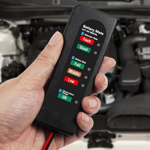 12V Car Battery Tester and Alternator Tester 12 Volt Automotive Battery Analyzer, Charging System Checker with LED Indicator for Cars, Trucks