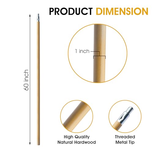Nanoskin Professional Long-Reach 60-Inch Hardwood Handle with Universal Threaded Die-Cast Tip for Professional Cleaning, Auto Detailing, Industrial Use - Compatible with 85-671 & 85-673 Brush Heads - style: Wood Handle – 60-inch
