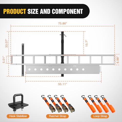 Nilight Motorcycle Hitch Carrier 400LBS, Lightweight Robust Aluminum Dirt Bike Hitch Hauler with 55.11" Longer Ramp, Pin Lock, Tie-Down Strap and Tightener, 2" Receiver, 5" Wide Tire - color: Motorcycle Hitch Carrier Aluminum 400 LBS