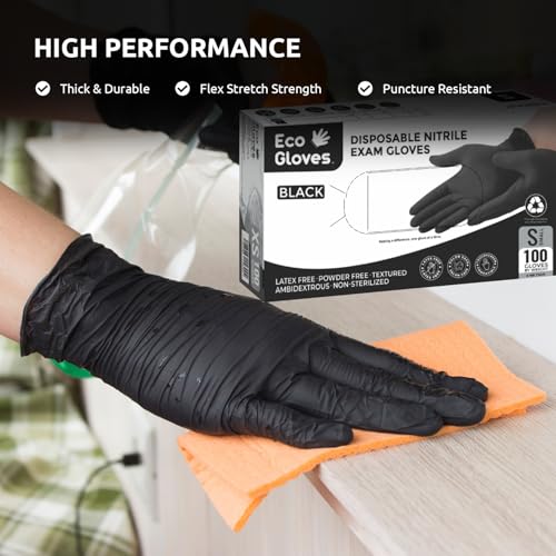 Black Nitrile Disposable Exam Gloves (5 Mil) | Latex‑Free, Powder‑Free, Food Safe, Medical, Tattoo, Mechanic & Cleaning Use - size: Large