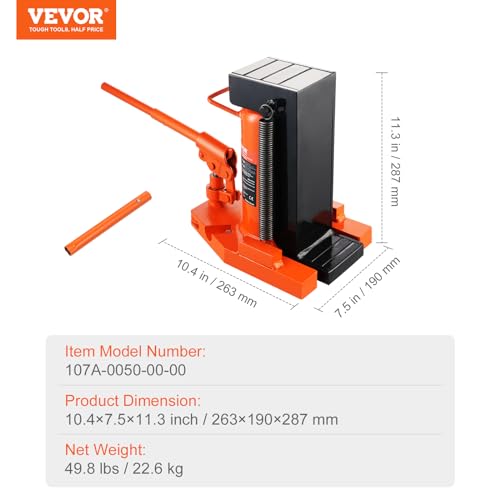 VEVOR Hydraulic Toe Jack, 5 Ton On Toe Toe Jack Lift, 10 Ton On Top Lift Capacity Machine Jack, 0.8-6.8 in Toe Height, 11.3-17.3 in Top Height, Air Hydraulic Claw Jack for Machinery, Industry - size: 5-10 ton