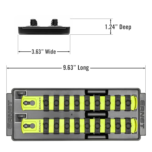 Ernst Manufacturing 8-Inch Socket Boss, 2-Rail Socket Tray, HI-VIZ 3/8" Drive Twist-Lock Organizer, Made in the USA - color: Hi-viz, size: 2-Rail, style: 3/8" Drive