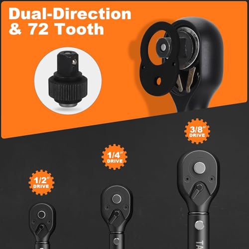 41Pcs Torque Wrench SET, 4-20Ft.lb, 5-45Ft.lb, 15-165Ft.lb ±3% Accuracy Click Torque Wrenches for Bicycle, Motorcycle, Car, Maintenance - size: 4-20+5-45+15-165 ft.lb (41 PCS), style: 1/4+3/8+1/2-Inch