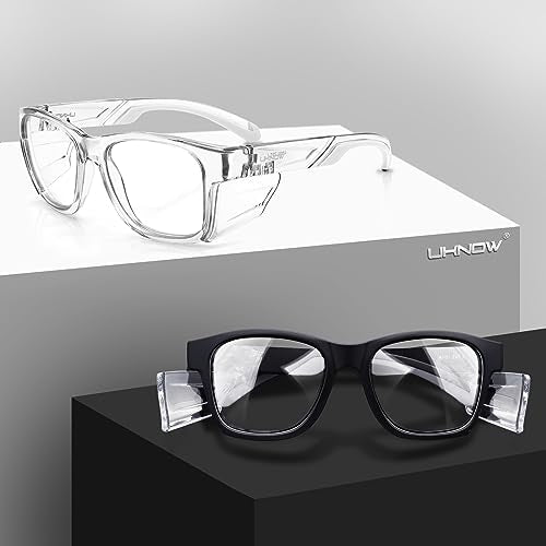 UKNOW Safety Glasses - Anti Fog Lenses - Eye Protection with Side Shields - ANSI Z87.1 Protective Eyewear - UV Protection - color: Black