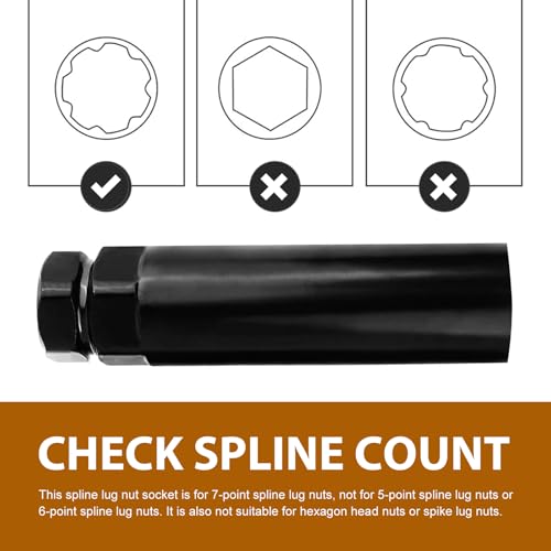 MLY 6 Spline Lug Nut Socket, Lug Nut Removal Tool 3/4" (19mm) & 13/16" (21mm) Hex, Fuel Wheel Lock Key for Aftermarket Socket, Compatible with M14x1.5, M14x2, 9/16 “x18 (Black) - size: 6 Spline